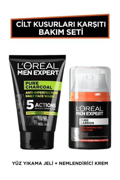 Tеri nuqsonlariga qarshi erkaklar uchun terini parvarish qilish to'plami - Yuzni yuvish jeli 100ml + Kunlik namlovchi krem 50ml - L'OREAL PARIS