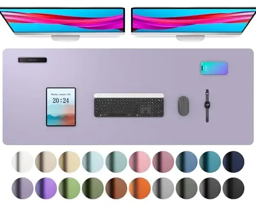 Teri stol usti himoyachisi, sichqoncha paneli, ofis stoli uchun gilamcha, sirpanmaydigan PU teri stol qog'ozi, noutbuk stol paneli, ofis va uy uchun suv o'tkazmaydigan stol yozuv paneli (48