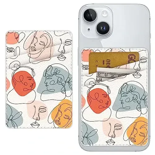 Teri telefon hamyoni yopish, telefon g'ilofi uchun kartalar ushlagichi, kredit karta orqa yopishtiruvchi hamyon, iPhone, Samsung, Android va ko'pgina smartfonlar uchun mos, Portret oq 