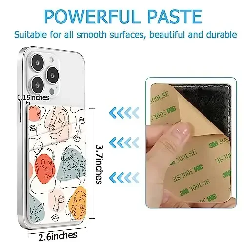 Teri telefon hamyoni yopish, telefon g'ilofi uchun kartalar ushlagichi, kredit karta orqa yopishtiruvchi hamyon, iPhone, Samsung, Android va ko'pgina smartfonlar uchun mos, Portret oq - 3
