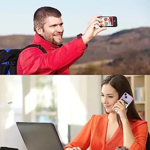 Teri telefon hamyoni yopish, telefon g'ilofi uchun kartalar ushlagichi, kredit karta orqa yopishtiruvchi hamyon, iPhone, Samsung, Android va ko'pgina smartfonlar uchun mos, Portret oq - 5