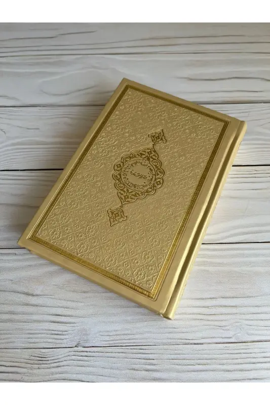 Termo Deri Kuran-ı Kerim Pamuklu Seccade Inci Tesbih Bohça Çeyiz - GOLD - 4