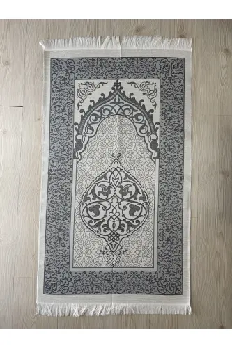 Termo Deri Kuran-ı Kerim Pamuklu Seccade Inci Tesbih Bohça Çeyiz Hediyelik Seti Ev Konsept - GRİ - 3