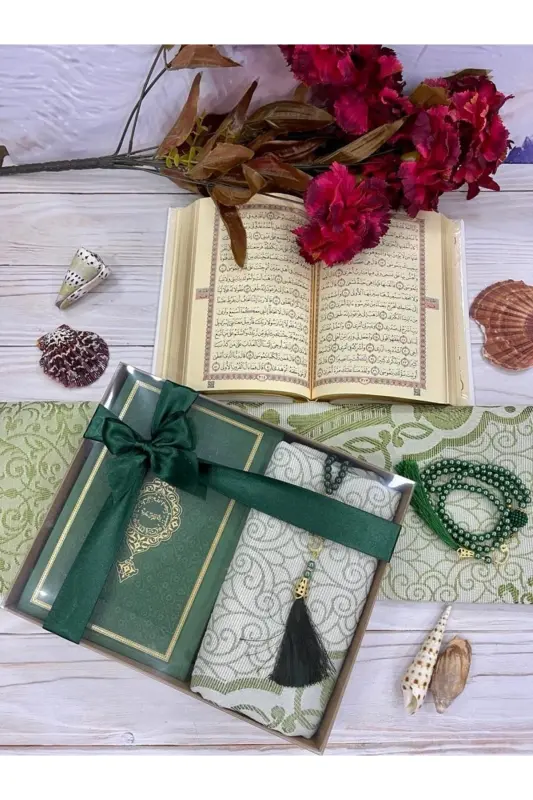 Termo Teri Qur'on Pamukli Sajjada Marvarid Tasbeh Bo'gcha Sep Uchuk Ev Konsepti-YASHIL - DUHAİSLAMIHEDIYELIK