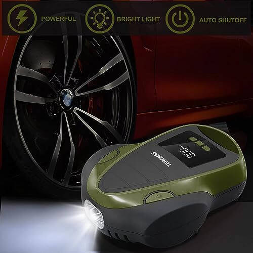 TEROMAS Portativ Havo Kompressori, Avtomobil Shinalari uchun 12V DC va Uyda Boshqa Narsalar uchun 110V AC Havo Nasosi, Bosim O'lchagichli Raqamli Elektr Shinalar Nasosi (Yashil) - 6