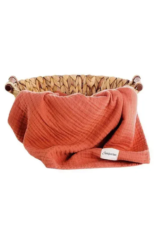 Terracotta 4 Layer Multipurpose Muslin Swaddle Blanket-Terracotta - 1