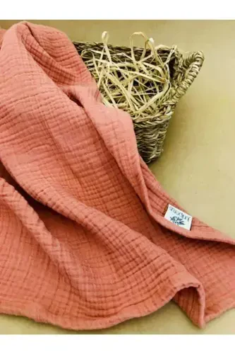Terracotta 4 Layer Multipurpose Muslin Swaddle Blanket-Terracotta - 3
