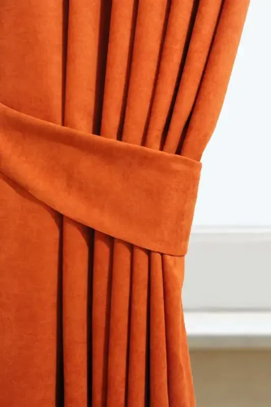 Terracotta Honeycomb Velvet Textured Blackout Curtain Plain Stitch Extrafor Pleat 1st Class Quality - 4
