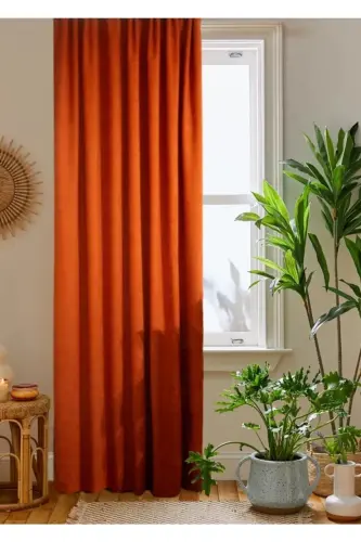 Terracotta Honeycomb Velvet Textured Blackout Curtain Plain Stitch Extrafor Pleat 1st Class Quality - 2