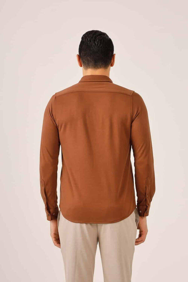 Terracotta Men's Slim Fit Plain Brent Button Down Collar Long Sleeve Shirt - 89979 - 9