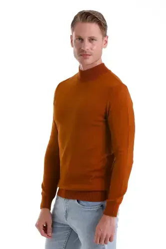 Terracotta Regular Fit Plain Mock Neck Knitwear K - 4