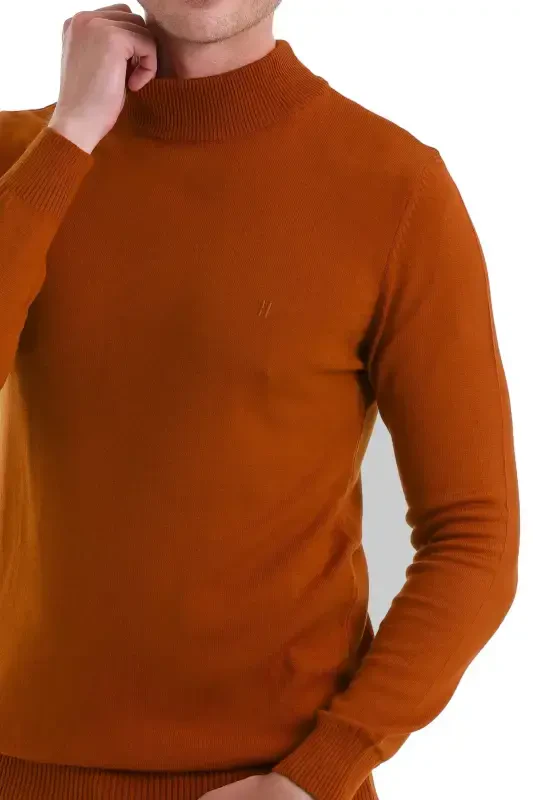 Terracotta Regular Fit Plain Mock Neck Knitwear K - 5