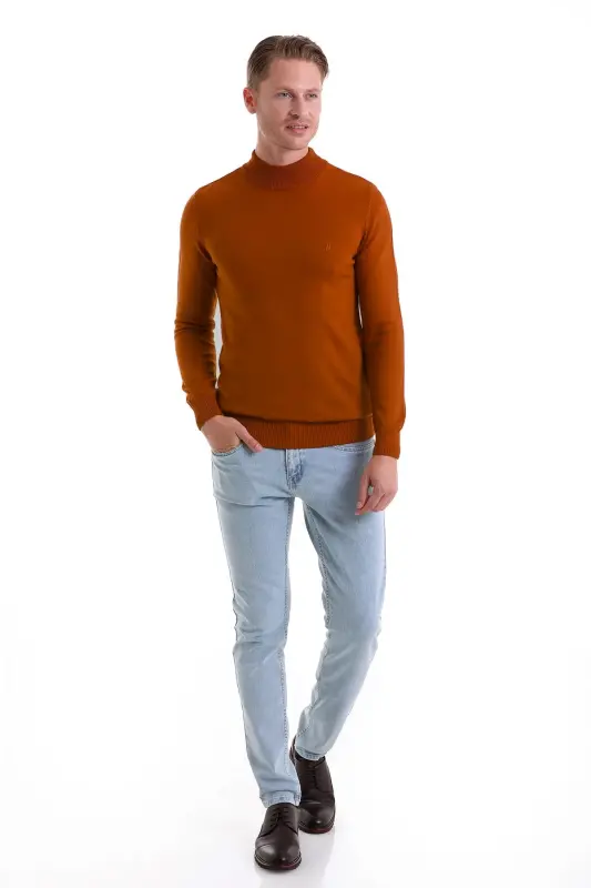 Terracotta Regular Fit Plain Mock Neck Knitwear K - 8