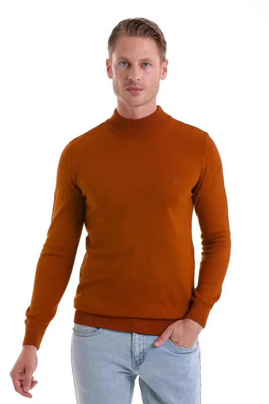Terracotta Regular Fit Plain Mock Neck Knitwear K - 9