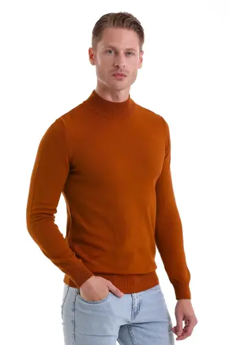 Terracotta Regular Fit Plain Mock Neck Knitwear K - 1