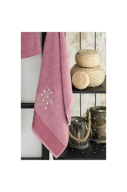 Terry Bathrobe 2-Piece Set - PLUM - 2