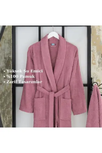 Terry Bathrobe 2-Piece Set - PLUM - 3