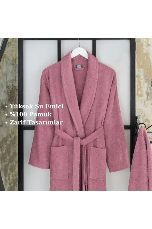 Terry Bathrobe 2-Piece Set - PLUM - 3