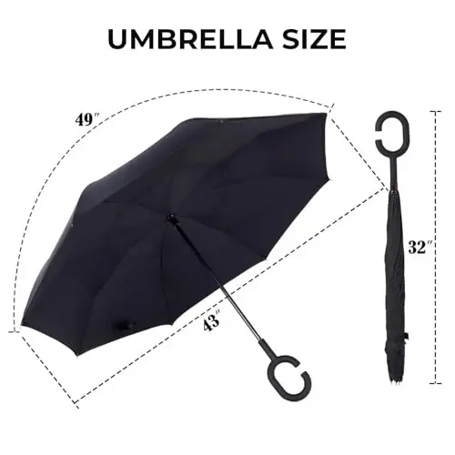 LLanxiry Windproof Inverted Umbrella, Large Reverse Umbrellas for Rain with C-shaped Handle Big Upside Down Inside Out Umbrella for Women & Men - 2