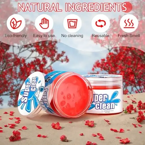 TeSabMi Car Cleaning Gel Car Cleaning Putty Car Putty Car Interior Cleaner Car Slime Car Detailing Kit Car Accessories Gifts for Men Women Stocking Stuffers Red - 6