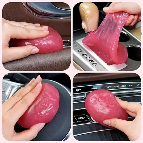 TeSabMi Car Cleaning Gel Car Cleaning Putty Car Putty Car Interior Cleaner Car Slime Car Detailing Kit Car Accessories Gifts for Men Women Stocking Stuffers Pink - 3