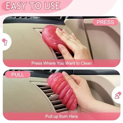TeSabMi Car Cleaning Gel Car Cleaning Putty Car Putty Car Interior Cleaner Car Slime Car Detailing Kit Car Accessories Gifts for Men Women Stocking Stuffers Pink - 4