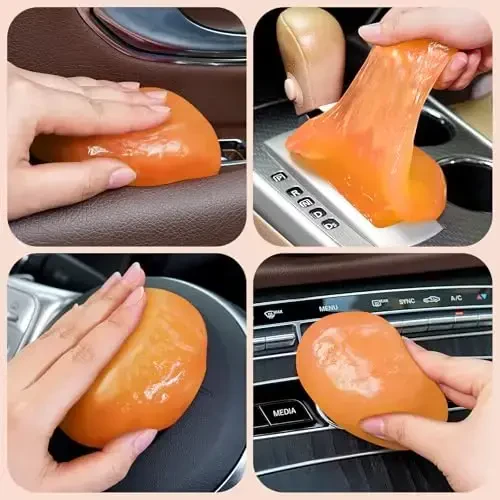 TeSabMi Car Cleaning Gel Car Cleaning Putty Car Putty Car Interior Cleaner Car Slime Car Detailing Kit Car Accessories Gifts for Men Women Stocking Stuffers Orange - 3