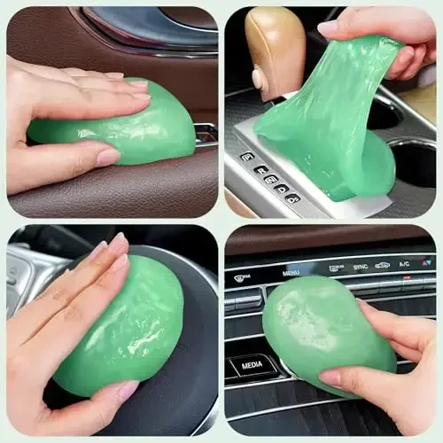 TeSabMi Car Cleaning Gel Car Cleaning Putty Car Putty Car Interior Cleaner Car Slime Car Detailing Kit Car Accessories Gifts for Men Women Stocking Stuffers Green - 3