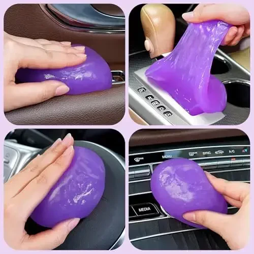 TeSabMi Car Cleaning Gel Car Cleaning Putty Car Putty Car Interior Cleaner Car Slime Car Detailing Kit Car Accessories Gifts for Men Women Stocking Stuffers Purple - 3
