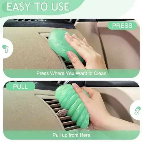 TeSabMi Car Cleaning Gel Car Cleaning Putty Car Putty Car Interior Cleaner Car Slime Car Detailing Kit Car Accessories Gifts for Men Women Stocking Stuffers Green - 4