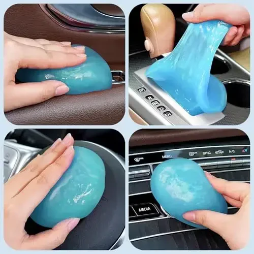 TeSabMi Car Cleaning Gel Car Cleaning Putty Car Putty Car Interior Cleaner Car Slime Car Detailing Kit Car Accessories Gifts for Men Women Stocking Stuffers Light Blue - 3