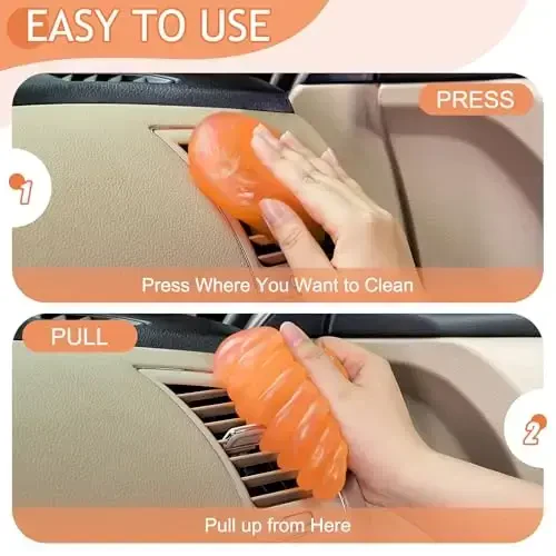TeSabMi Car Cleaning Gel Car Cleaning Putty Car Putty Car Interior Cleaner Car Slime Car Detailing Kit Car Accessories Gifts for Men Women Stocking Stuffers Orange - 4