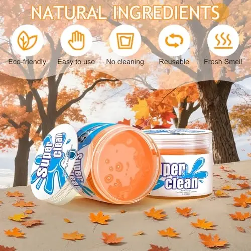 TeSabMi Car Cleaning Gel Car Cleaning Putty Car Putty Car Interior Cleaner Car Slime Car Detailing Kit Car Accessories Gifts for Men Women Stocking Stuffers Orange - 6