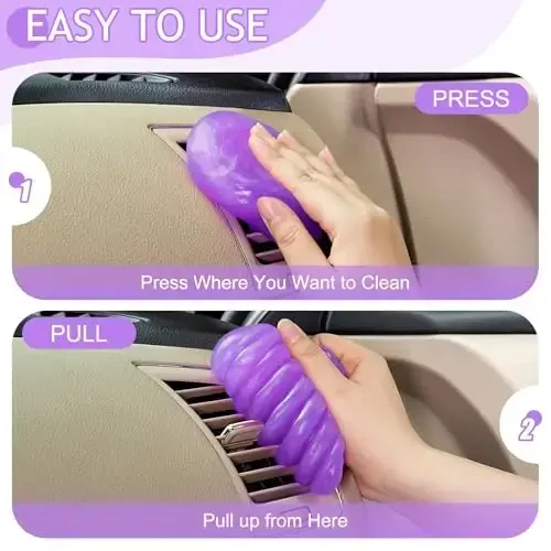 TeSabMi Car Cleaning Gel Car Cleaning Putty Car Putty Car Interior Cleaner Car Slime Car Detailing Kit Car Accessories Gifts for Men Women Stocking Stuffers Purple - 4