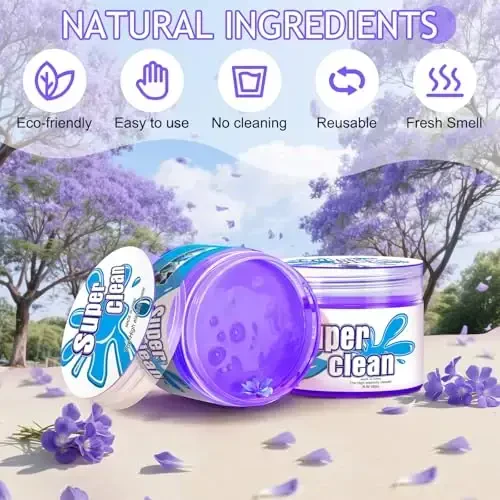 TeSabMi Car Cleaning Gel Car Cleaning Putty Car Putty Car Interior Cleaner Car Slime Car Detailing Kit Car Accessories Gifts for Men Women Stocking Stuffers Purple - 6