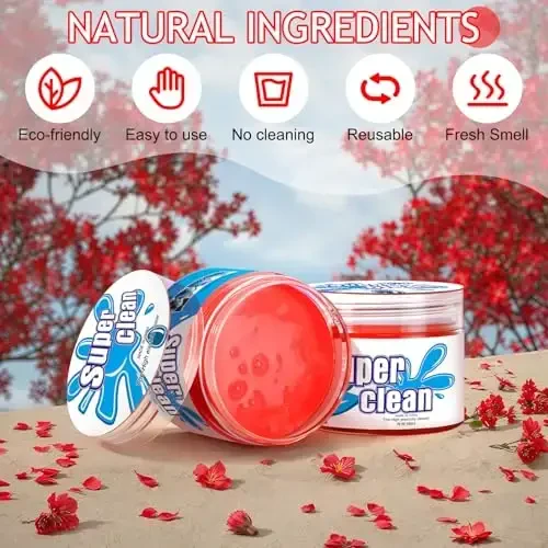 TeSabMi Car Cleaning Gel Car Cleaning Putty Car Putty Car Interior Cleaner Car Slime Car Detailing Kit Car Accessories Gifts for Men Women Stocking Stuffers Red - 6