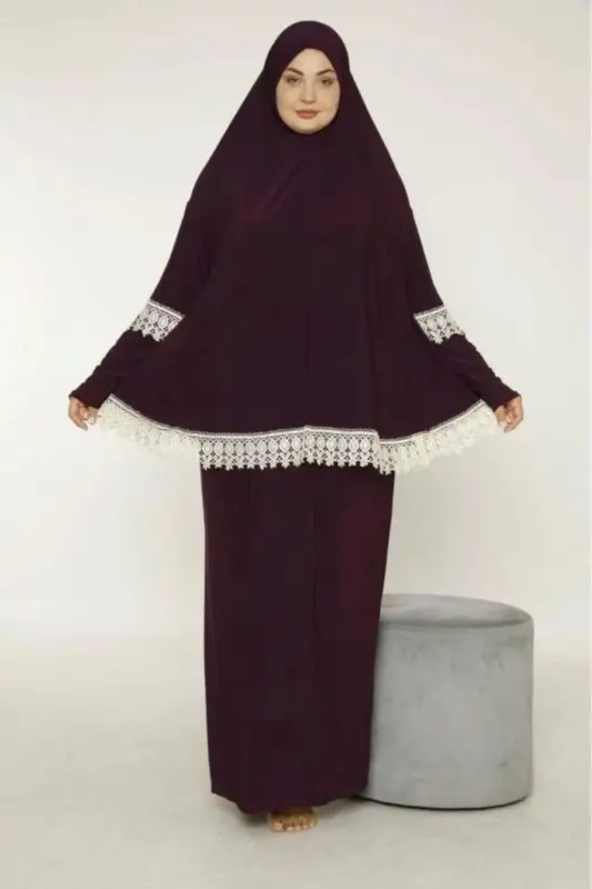 Tesettür Elbise-MÜRDÜM - ZAHRANUR HİJAB