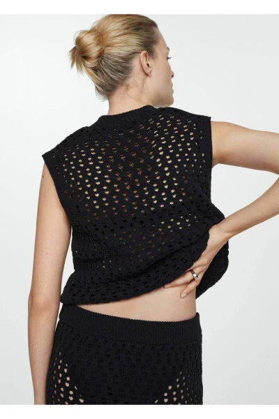 Teshikcha detalli triko bluzka - 6