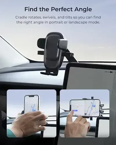 iOttie Easy One Touch Advanced Phone Mount for Tesla Model 3 and Model Y Screens - Universal Cell Phone Holder for iPhone, Google, Samsung, Moto, LG, and All Other Smartphones Black - 6