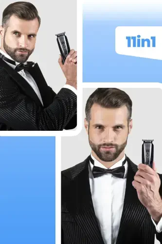 Tetra 11 in 1 Wet Dry Quick Charge Lithium Battery Steel Blade Travel Case Men's Grooming Set - 7