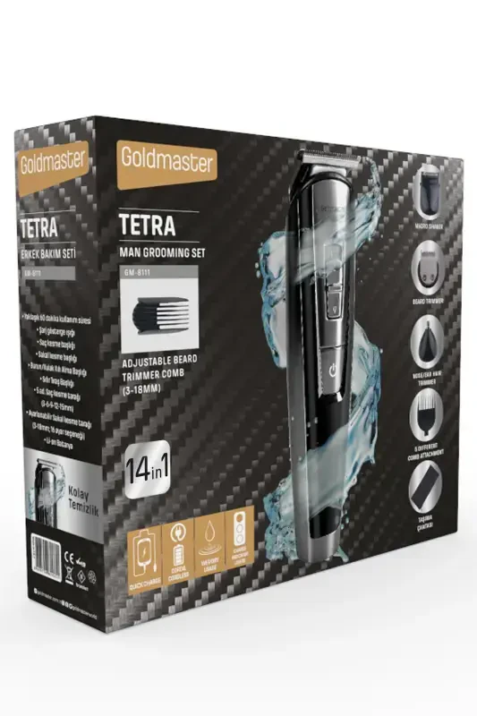 Tetra 11 in 1 Wet Dry Quick Charge Lithium Battery Steel Blade Travel Case Men's Grooming Set - 8