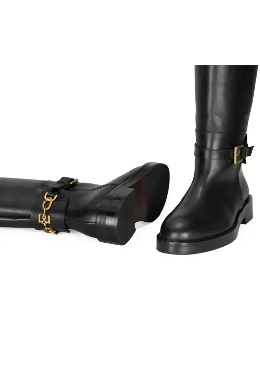 Tevodora Black Women's Leather Boots - 9