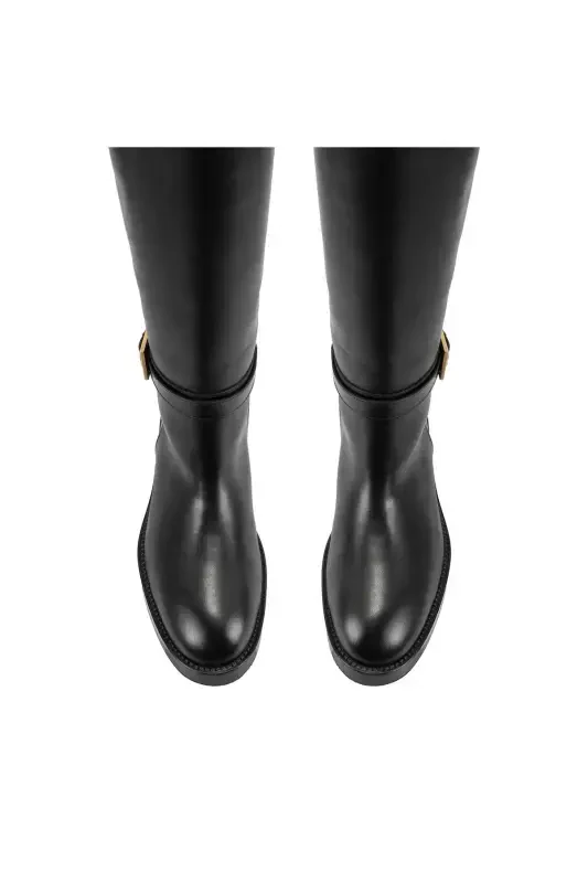 Tevodora Qora Ayollar Teri Botlari - 8