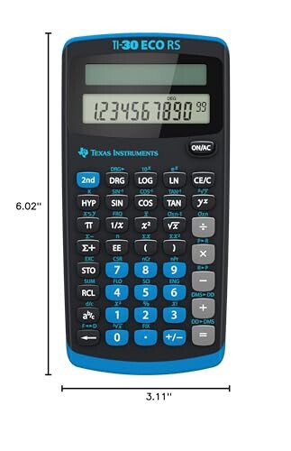 Texas Instruments TI-30 ECO RS School Calculator, Technical Scientific (Single Line 10 Digit Display, Solar Powered) Black - Texas Instruments