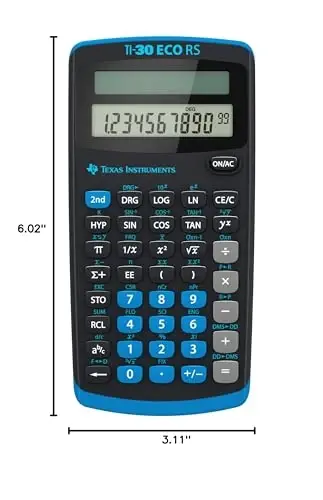Texas Instruments TI-30 ECO RS FC Okul Hesap Makinesi (Tek Satırlı 10 Haneli Ekran, Güneş Enerjisiyle Çalışır) Siyah - 1