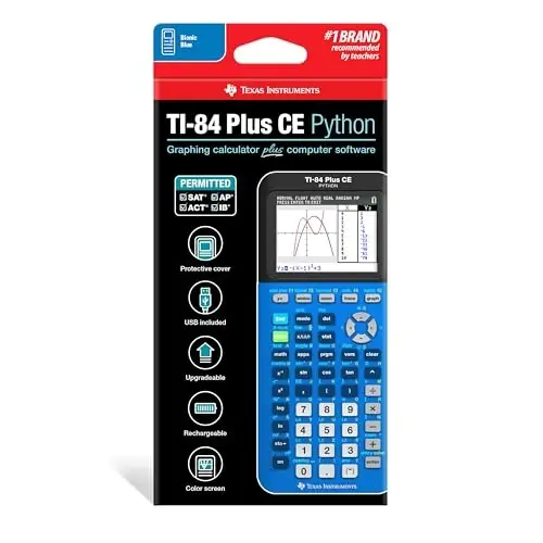 Texas Instruments TI-84 Plus CE Color Graphing Calculator, Bionic Blue Small - 5