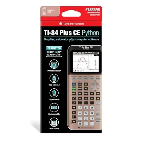 Texas Instruments TI-84 Plus CE Color Graphing Calculator, Rose Gold (Metallic) - 5