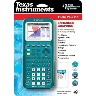 Texas Instruments TI-84 Plus CE Color Graphing Calculator, Teal (Metallic) - 6