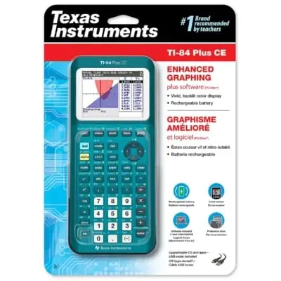 Texas Instruments TI-84 Plus CE Color Graphing Calculator, Teal (Metallic) - 4