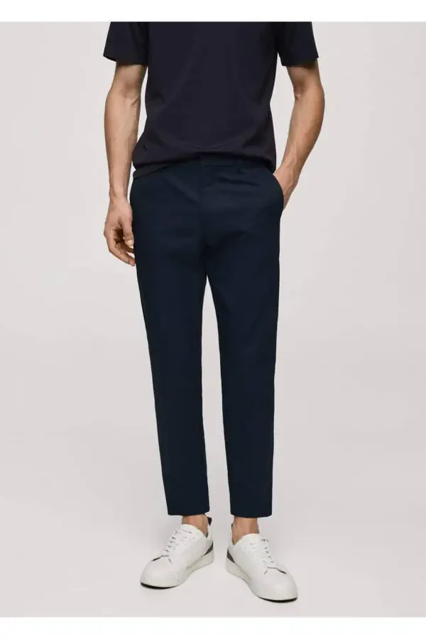 Texnik matodan toraytirilgan tor pantalon - 1